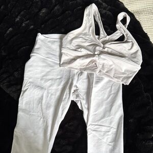 Alo Bridal White Sports Bra and Leggings Set